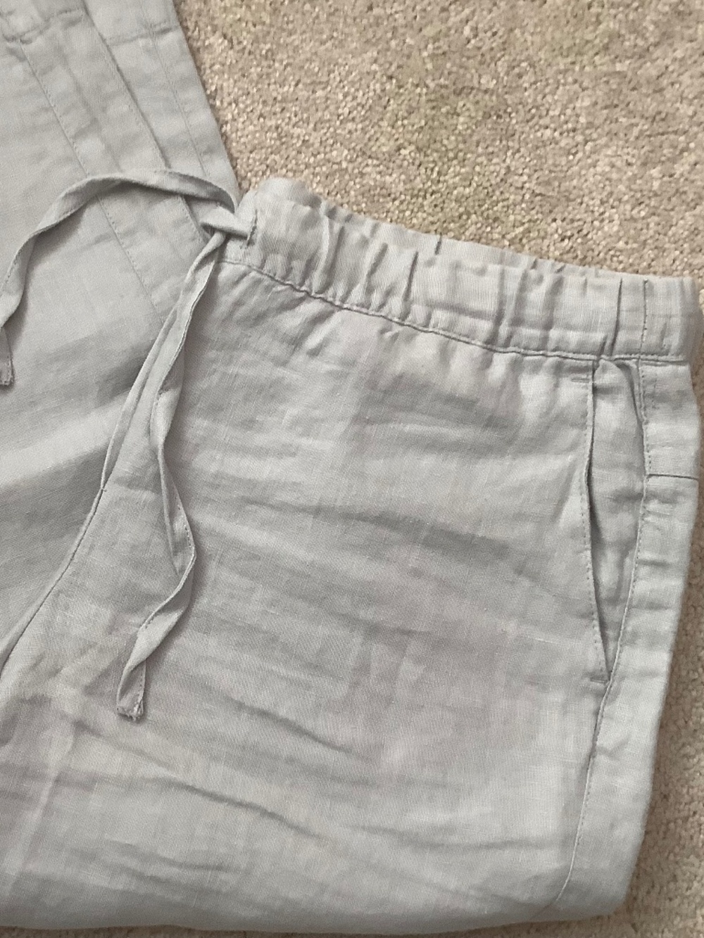 J Jill 100% linen drawstring crop khaki pants, Petite Small